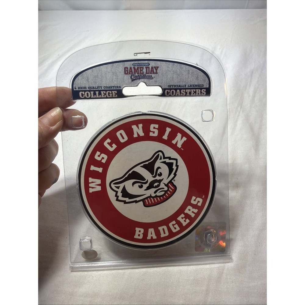 Game Day Outfitters College Coasters Wisconsin Badgers Round Set Of 4